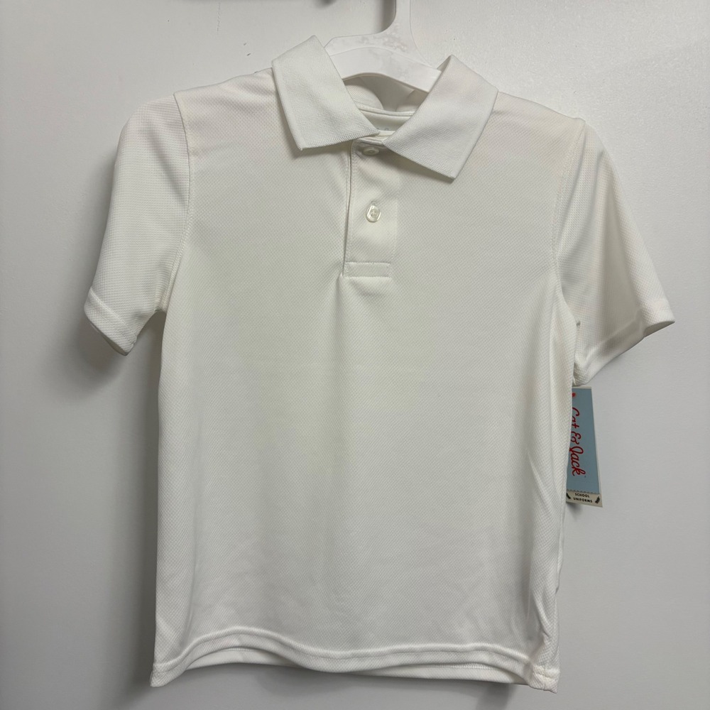 Bundle of 3 Cat & Jack Kids White Short Sleeve School Uniform Shirt Size M
